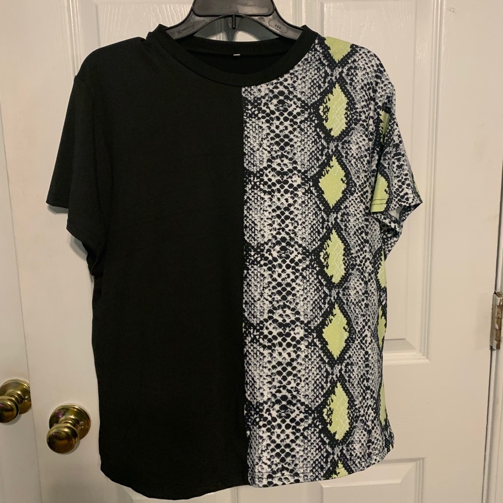 Plus Contrast Snakeskin Print Tee.